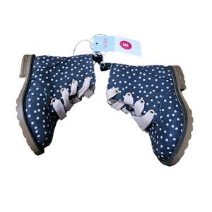 Kid's CAT & JACK Polkadot Lace Up Combat Boots Size 5